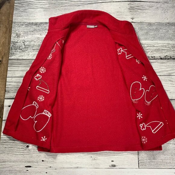 Ugly Christmas Sweater Red Mittens Hats Snowflakes Fleece Vest - Picture 5 of 10